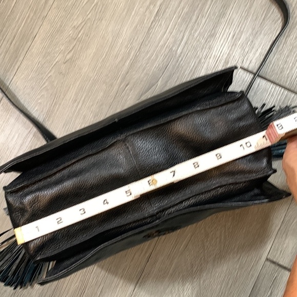 OrYANY Black Leather Large Many Pockets Crossbody Handbag Two Tassels - Picture 8 of 16